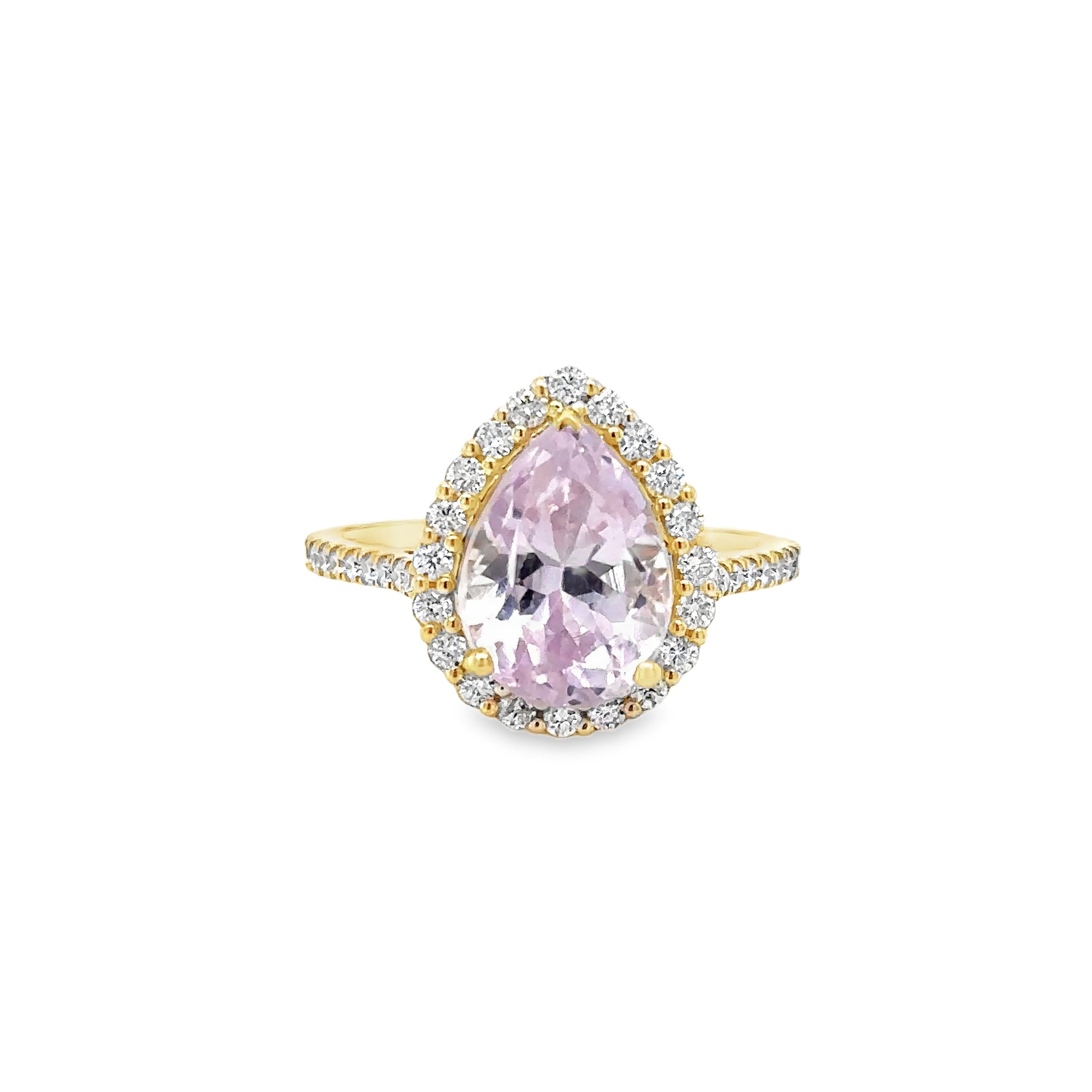 14K Yellow Gold Kunzite & Diamonds Ring 5.72 TCW