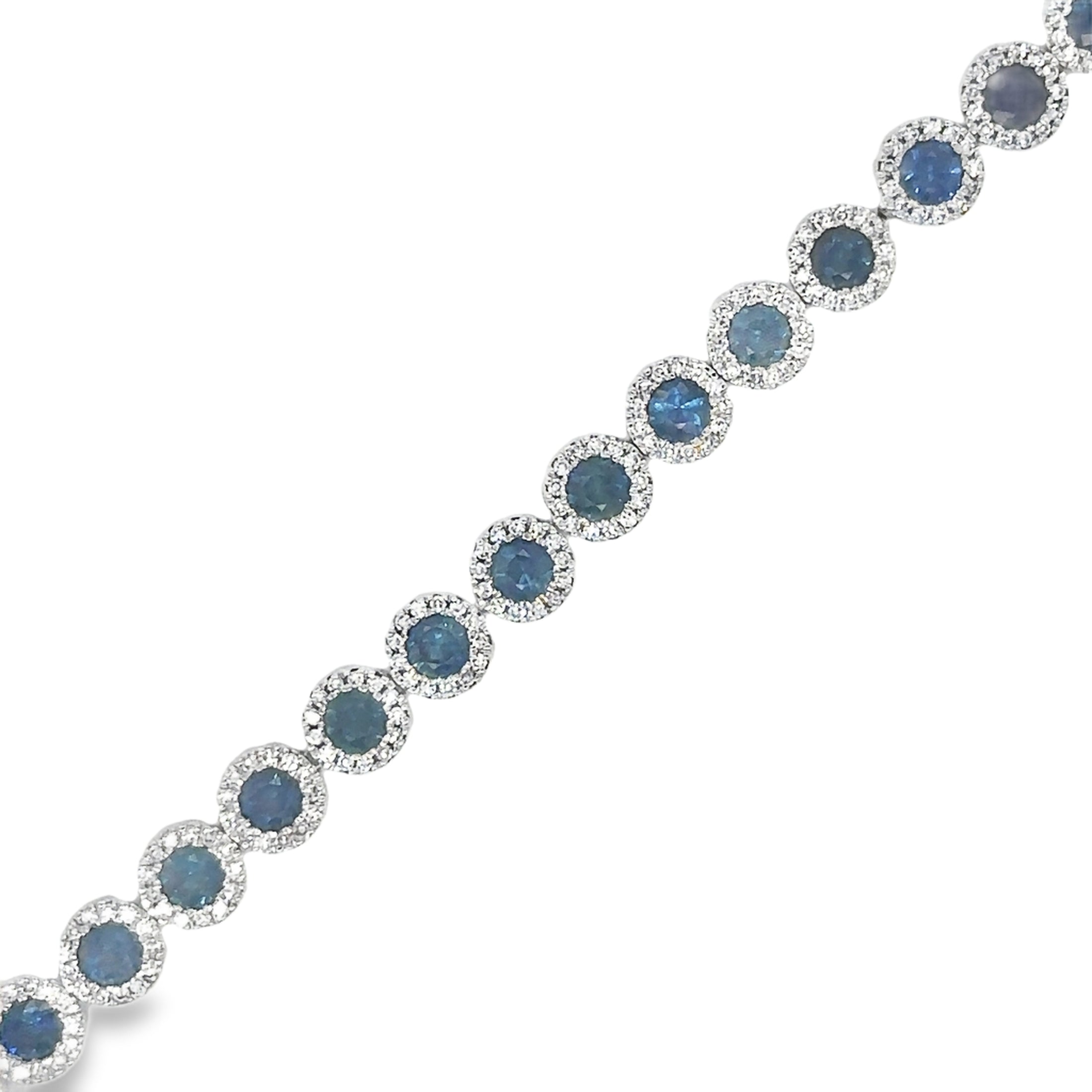 14K White Gold Sapphire & Diamonds Tennis Bracelet  4.62 TCW