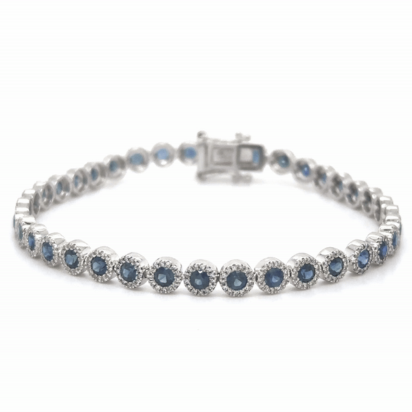 14K White Gold Sapphire & Diamonds Tennis Bracelet  4.62 TCW