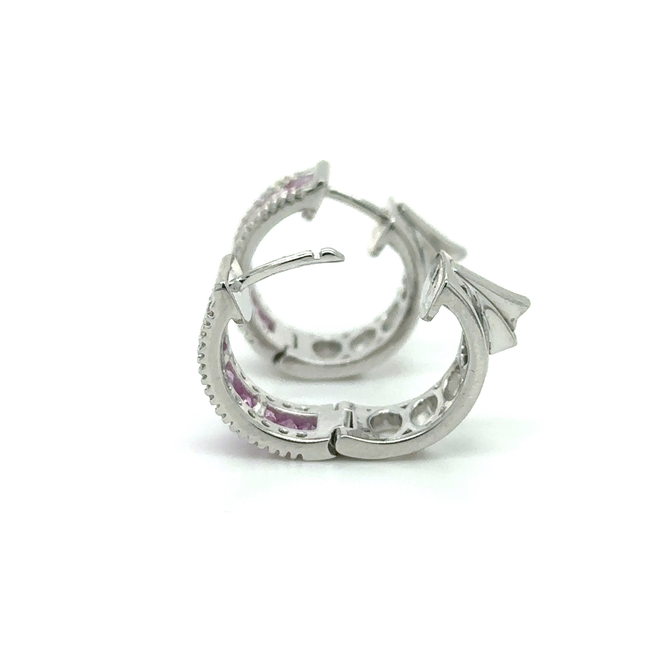 14K White Gold Pink Sapphire & Diamonds Earring 2.14 TCW