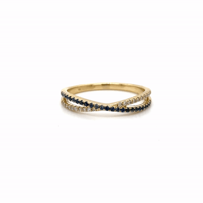 14K Yellow Gold Sapphire & Diamonds Ring 0.31 TCW