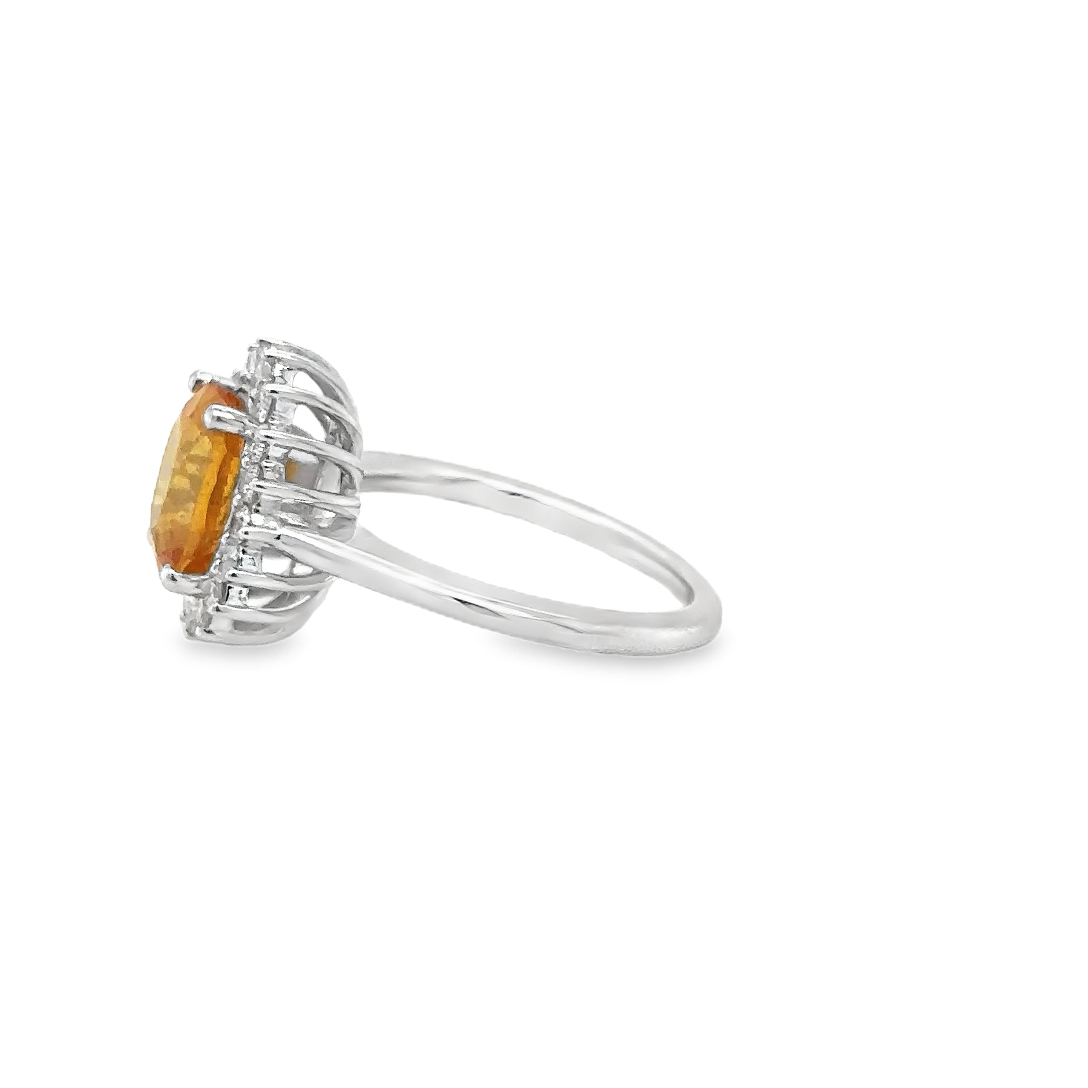 14K White Gold Yellow Sapphire & Diamonds Ring 3.63 TCW