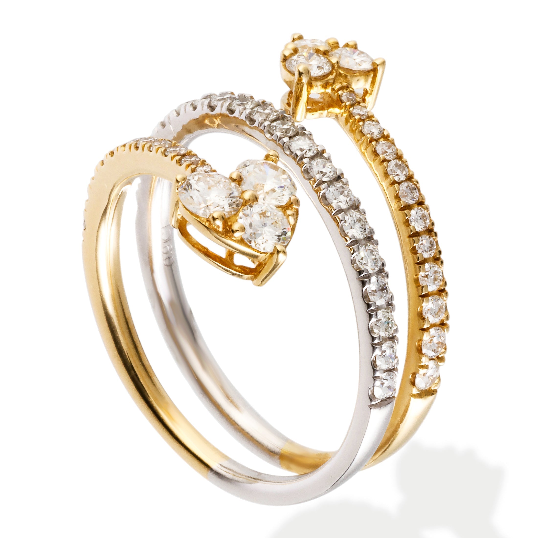 Diamond Two Tone Pear Shape Ring 0.91 TCW